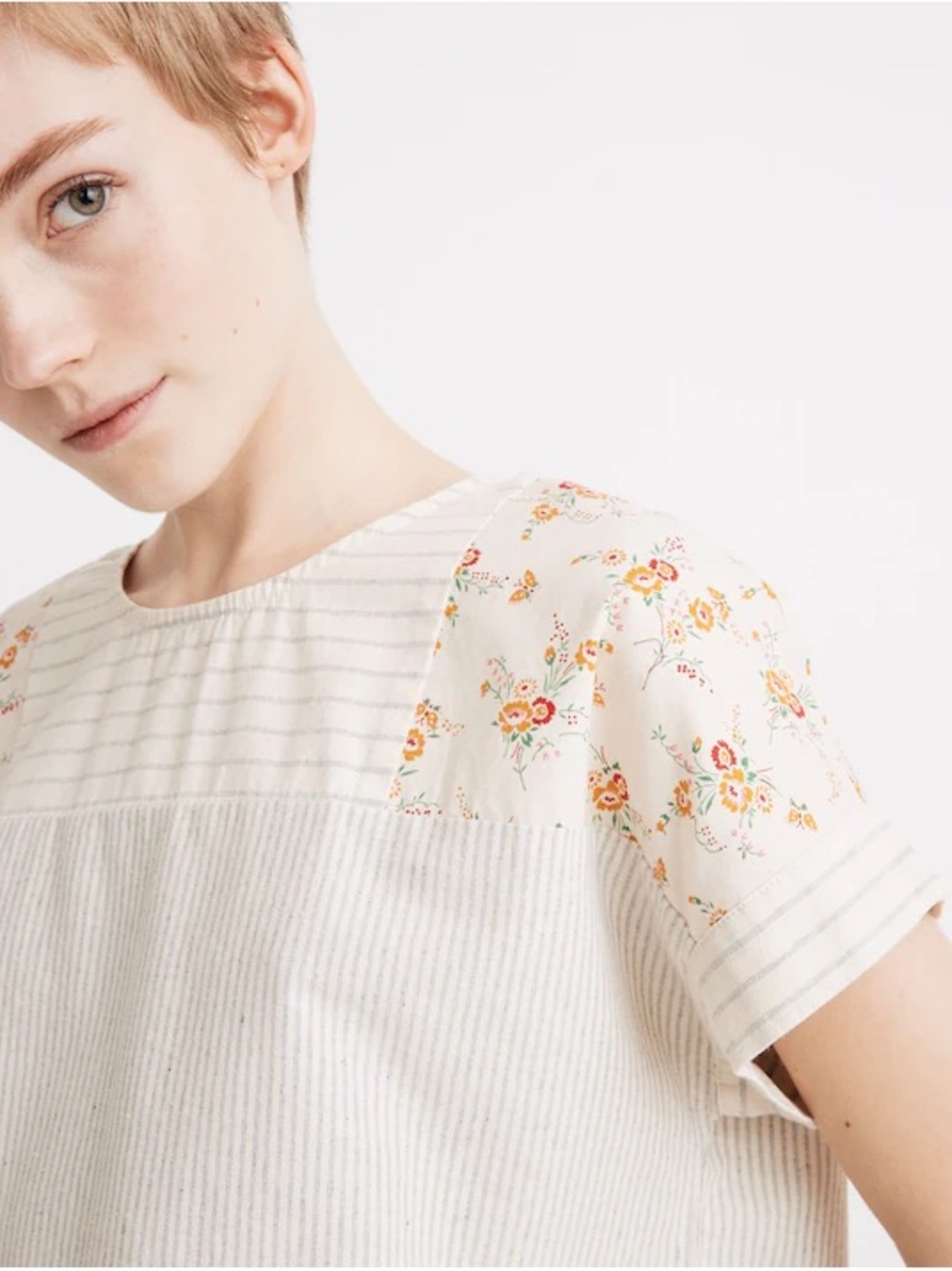 madewell x the new denim project patchwork top